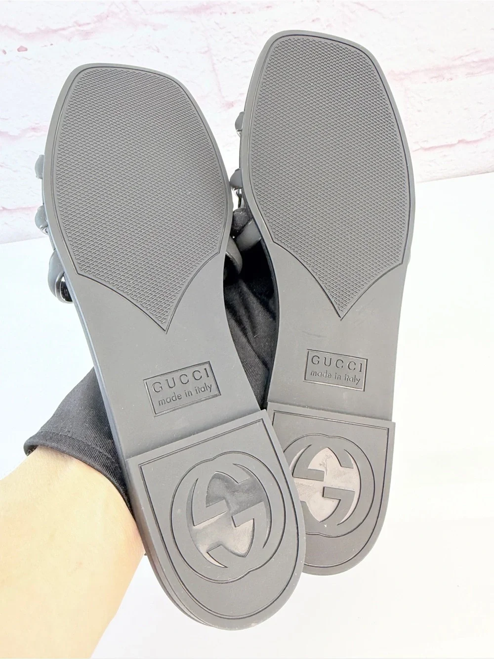 Gucci Women's Black Interlocking G Slide Sandals 39 NIB